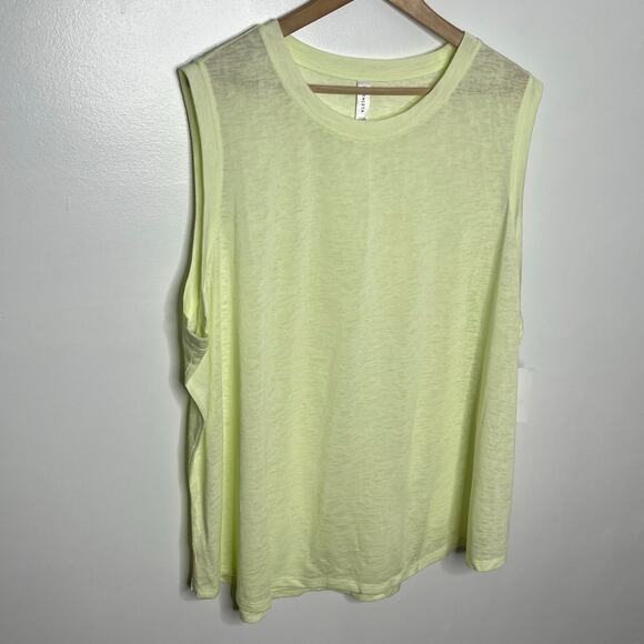 Athleta Womens Breezy Tank Top 3X Yellow Crew Neck Pullover Workout Athletic - Picture 3 of 10